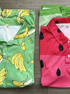 Lot of 2 Novelty Fruit Polo Shirts | Men's 3XL